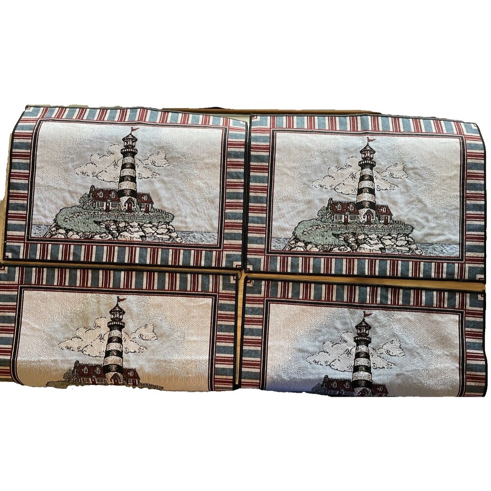 4 Nautical Lighthouse Beach house cottage Table‎ Placemats Sea